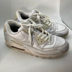 Nike Air Max 90‎ White Leather Sneakers Mens Size 8.5 Athletic Shoes